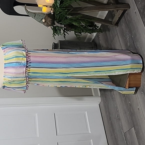 Buddy Love Shelly Unicorn Rainbow Pastel Stripe Maxi Dress Size L - Picture 6 of 13